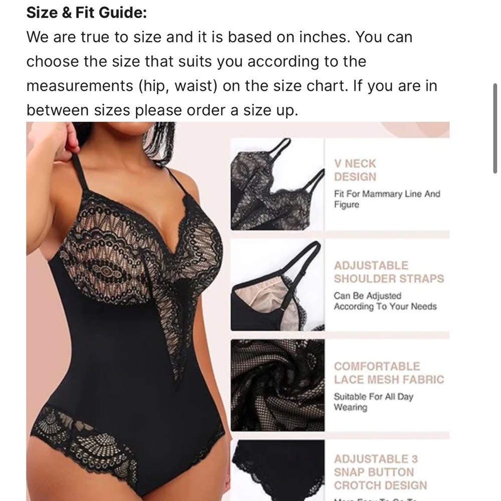 🕶️Feelingirl brown shapewear bodysuit lace with nude underlining large NEW - Picture 7 of 11